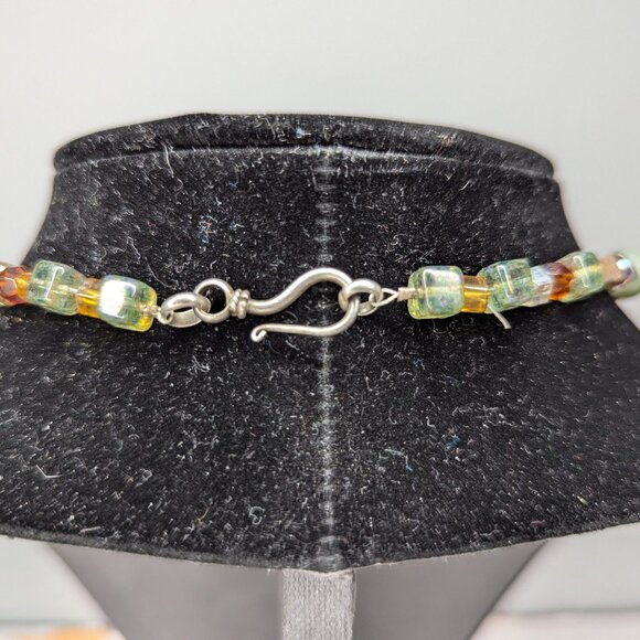 Multicolor Stone Beaded Necklace with Cross Pendant Hook Closure - Picture 6 of 11